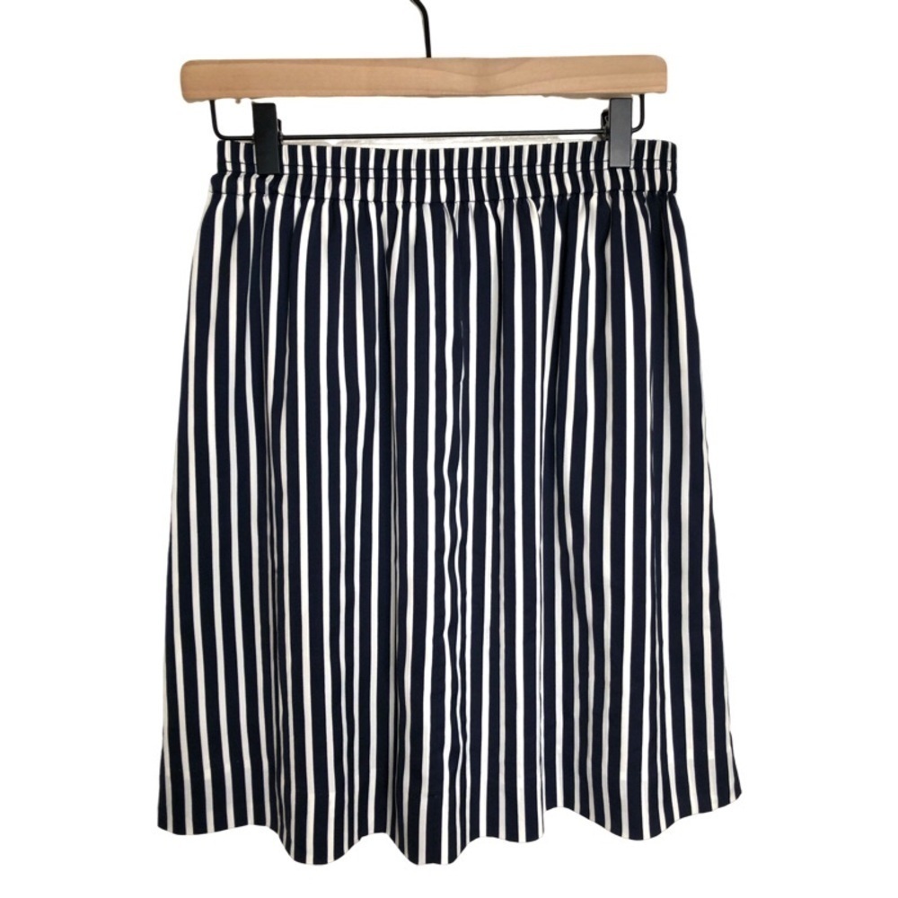 J. Crew Mercantile Stripe Pleated A-Line Mini Skirt Blue Beach Coastal Preppy‎